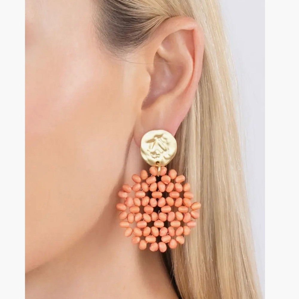 Eye Candy La Elevado Tangerine Drop Earrings. Gold plated NWT